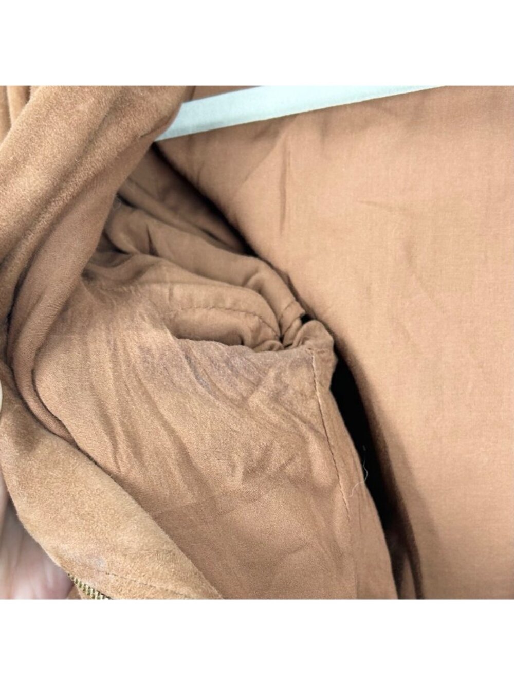 Sezane Zig Goat Leather Moto Jacket in Camel Suede - Picture 10 of 10